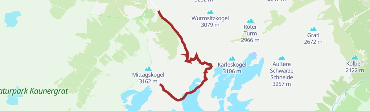 Route map: Über den Gletscher zur Braunschweiger Hütte